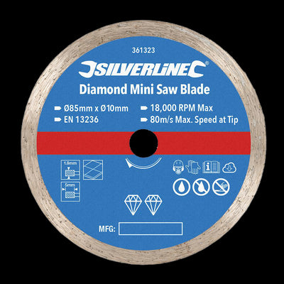 Silverline Diamond Mini Saw Blade - 85mm Dia - 10mm Bore
