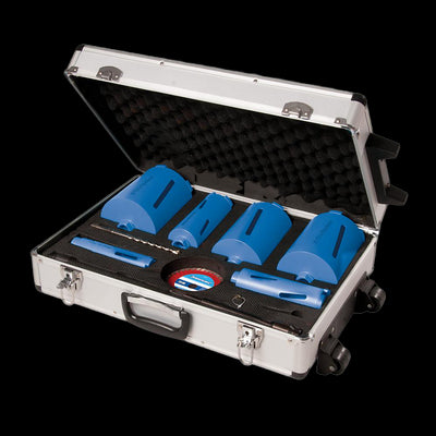 Silverline Diamond Core Drill Kit 6-Core 12pce - 38, 52, 65, 107, 117 & 127mm Dia