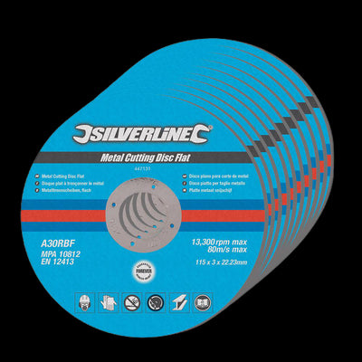 Silverline Metal Cutting Discs Flat 10pk