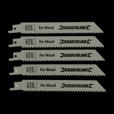 Silverline Recip Saw Blades for Wood 5pk