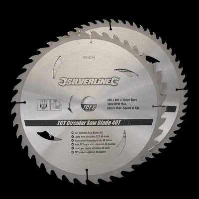 Silverline TCT Circular Saw Blades 40, 60T 2pk