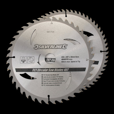 Silverline TCT Circular Saw Blades 40, 60T 2pk