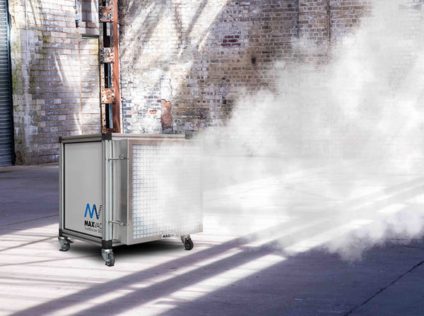 Airborne Dust Removal with MAXVAC Dustblocker DB900 purifying the air in medium and large workshops and warehouses or any room doing refurbishment works