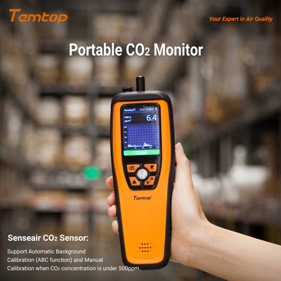 Temtop M2000 2. CO2 air quality monitor for PM2.5 PM10 particles CO2 HCHO, temperature and humidity display, data export