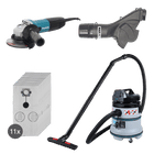 Makita 115mm Angle Grinder, MAXVAC Dust Shroud & DV35-MB Vacuum Complete Package, Pre-Installed
