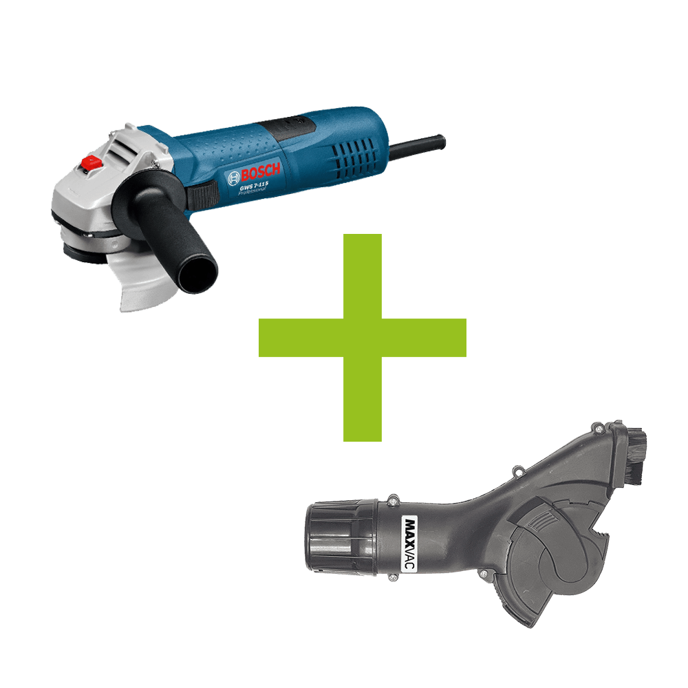 MAXVAC AGS125 & Bosch GWS 7115 115mm Angle Grinder Package, PreInst