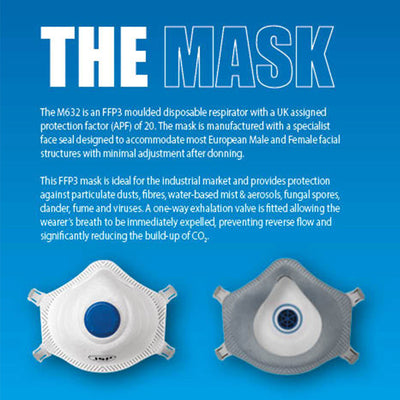 10pk FFP3 JSP M632 Moulded Disposable Dust Mask
