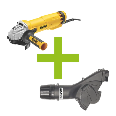 MAXVAC Dust Shroud & DeWALT DWE4206-GB 115mm Angle Grinder Package, Pre-Installed