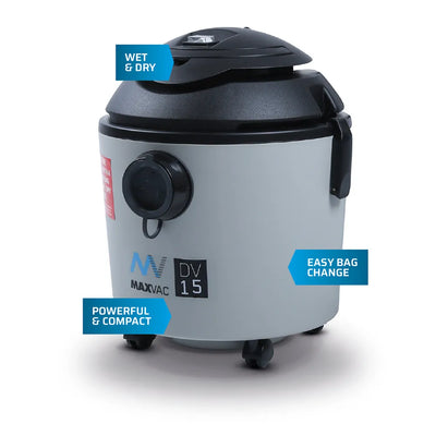 M-Class Filtered Tradesman Vacuum, Wet/Dry Compact 15Ltr, MAXVAC