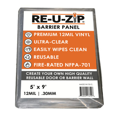 RE-U-ZIP Ultra Clear Reusable Dust Barrier Panel 5x9ft (1.5x3m)
