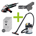 Metabo 4 1/2" (115mm) Angle Grinder, MAXVAC Dust Shroud & DV20-MB Vacuum Complete Package, Pre-Installed