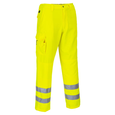 Hi-Vis Poly Cotton Cargo Trousers, Yellow-HV-3192-S-Leachs