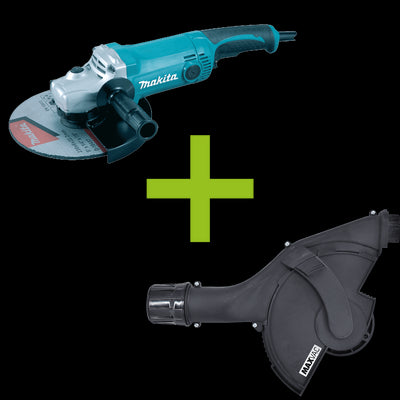 MAXVAC Dust Shroud & Makita 230mm Angle Grinder Package, Pre-Installed
