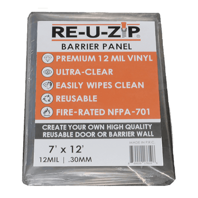 RE-U-ZIP™ Re-useable Dust Barrier Panel, Ultra-Clear & Fire-Rated, 7x12ft (215x365cm)