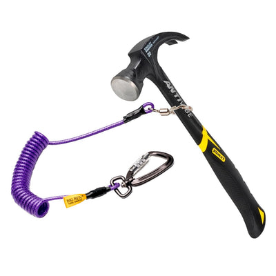 Stanley FatMax Anti-Vibe Claw Hammer with purple Tool Tether
